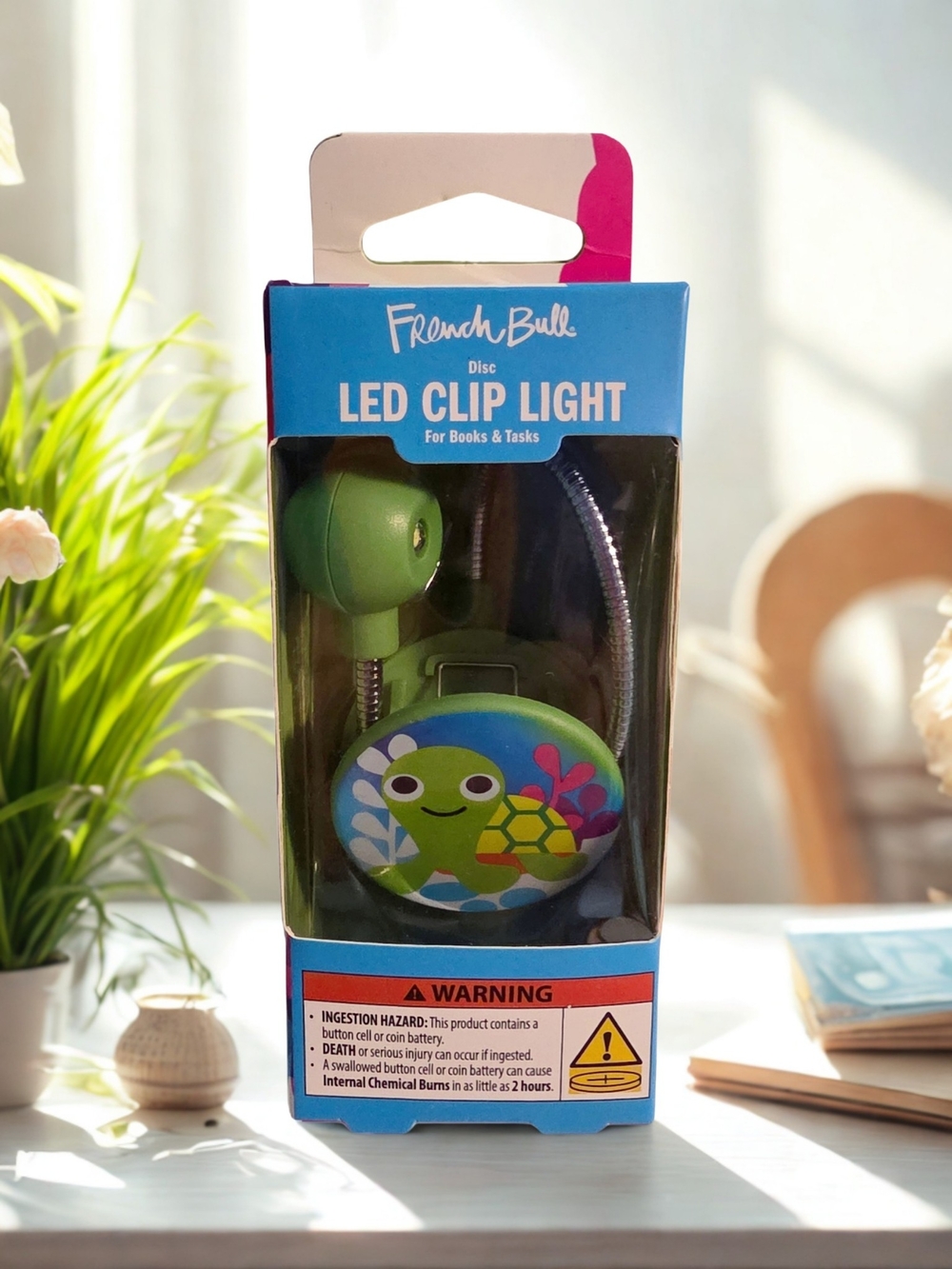 French Bull - Blue LED Clip Light - Turtle Design